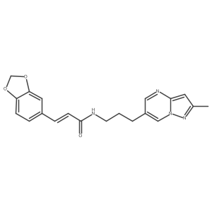 (E)-3-(benzo[d][1,3]dioxol-5-yl)-N-(3-(2-methylpyrazolo[1,5-a]pyrimidin-6-yl)propyl)acrylamide结构式