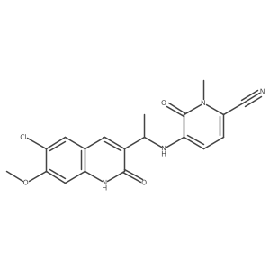 5-[[1-(6-Chloro-1,2-dihydro-7-methoxy-2-oxo-3-quinolinyl)ethyl]amino]-1,6-dihydro-1-methyl-6-oxo-2-pyridinecarbonitrile结构式