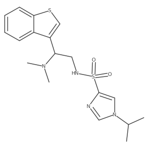 N-(2-(benzo[b]thiophen-3-yl)-2-(dimethylamino)ethyl)-1-isopropyl-1H-imidazole-4-sulfonamide结构式