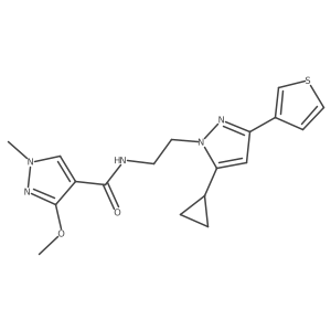 N-(2-(5-cyclopropyl-3-(thiophen-3-yl)-1H-pyrazol-1-yl)ethyl)-3-methoxy-1-methyl-1H-pyrazole-4-carboxamide Structure