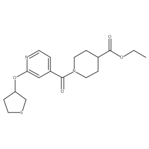 Ethyl 1-(2-((tetrahydrothiophen-3-yl)oxy)isonicotinoyl)piperidine-4-carboxylate结构式