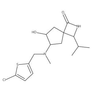 6-{[(5-Chlorothiophen-2-yl)methyl](methyl)amino}-7-hydroxy-3-(propan-2-yl)-2-azaspiro[3.4]octan-1-one结构式