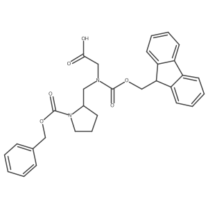 2-((((9H-fluoren-9-yl)methoxy)carbonyl)((1-((benzyloxy)carbonyl)pyrrolidin-2-yl)methyl)amino)acetic acid Structure