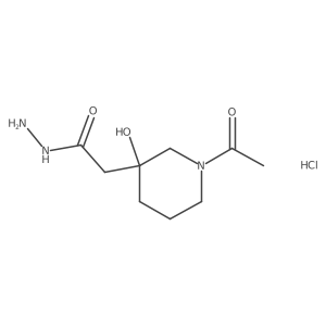 2-(1-Acetyl-3-hydroxypiperidin-3-yl)acetohydrazide hydrochloride结构式
