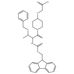 2-({1-[(2R,3S)-3-(benzyloxy)-2-({[(9H-fluoren-9-yl)methoxy]carbonyl}amino)butanoyl]piperidin-4-yl}oxy)acetic acid结构式