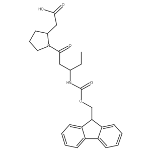 2-[(2S)-1-[(3S)-3-({[(9H-fluoren-9-yl)methoxy]carbonyl}amino)pentanoyl]pyrrolidin-2-yl]acetic acid结构式
