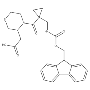 2-(4-{1-[({[(9H-fluoren-9-yl)methoxy]carbonyl}amino)methyl]cyclopropanecarbonyl}thiomorpholin-3-yl)acetic acid结构式
