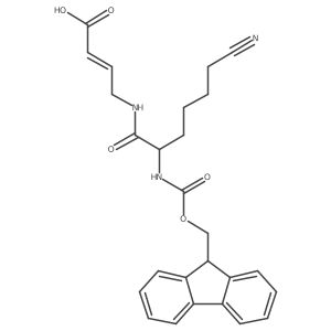 4-[6-cyano-2-({[(9H-fluoren-9-yl)methoxy]carbonyl}amino)hexanamido]but-2-enoic acid结构式