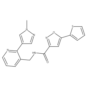 N-((2-(1-methyl-1H-pyrazol-4-yl)pyridin-3-yl)methyl)-5-(thiophen-2-yl)isoxazole-3-carboxamide结构式