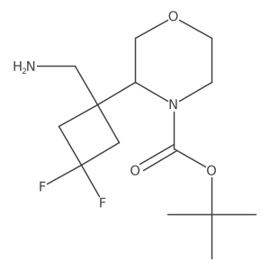 Tert-butyl 3-[1-(aminomethyl)-3,3-difluorocyclobutyl]morpholine-4-carboxylate结构式