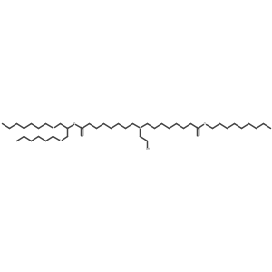 1-(Heptyloxy)-3-(hexyloxy)propan-2-yl 8-((2-hydroxyethyl)(8-(nonyloxy)-8-oxooctyl)amino)octanoate结构式