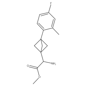 Methyl 2-amino-2-[3-(4-fluoro-2-methylphenyl)-1-bicyclo[1.1.1]pentanyl]acetate结构式
