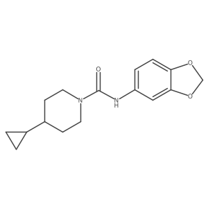 N-(2H-1,3-benzodioxol-5-yl)-4-cyclopropylpiperidine-1-carboxamide结构式