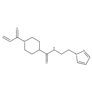 1-(prop-2-enoyl)-N-[2-(1H-pyrazol-1-yl)ethyl]piperidine-4-carboxamide结构式