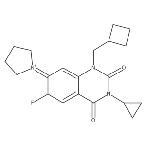 1-(cyclobutylmethyl)-3-cyclopropyl-6-fluoro-7-pyrrolidin-1-ium-1-ylidene-6H-quinazoline-2,4-dione结构式