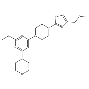 4-{4-[3-(Methoxymethyl)-1,2,4-thiadiazol-5-yl]piperazin-1-yl}-2-(methylsulfanyl)-6-(oxan-4-yl)pyrimidine结构式