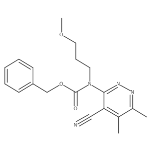benzyl N-(4-cyano-5,6-dimethyl-pyridazin-3-yl)-N-(3-methoxypropyl)carbamate结构式