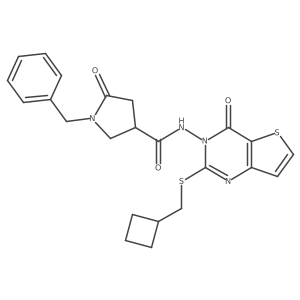 1-benzyl-N-{2-[(cyclobutylmethyl)sulfanyl]-4-oxo-3H,4H-thieno[3,2-d]pyrimidin-3-yl}-5-oxopyrrolidine-3-carboxamide Structure