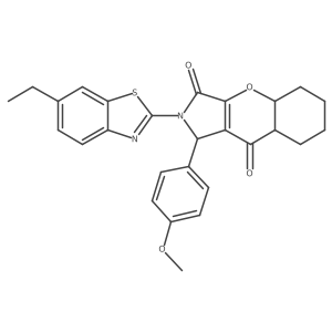 2-(6-ethyl-1,3-benzothiazol-2-yl)-1-(4-methoxyphenyl)-4a,5,6,7,8,8a-hexahydro-1H-chromeno[2,3-c]pyrrole-3,9-dione结构式