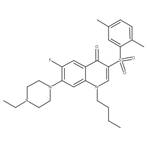 1-butyl-3-((2,5-dimethylphenyl)sulfonyl)-7-(4-ethylpiperazin-1-yl)-6-fluoroquinolin-4(1H)-one结构式