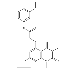 2-((6,8-dimethyl-2-neopentyl-5,7-dioxo-5,6,7,8-tetrahydropyrimido[4,5-d]pyrimidin-4-yl)thio)-N-(3-methoxyphenyl)acetamide结构式