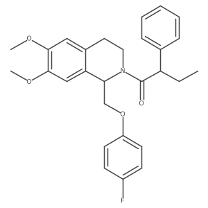 1-(1-((4-fluorophenoxy)methyl)-6,7-dimethoxy-3,4-dihydroisoquinolin-2(1H)-yl)-2-phenylbutan-1-one结构式