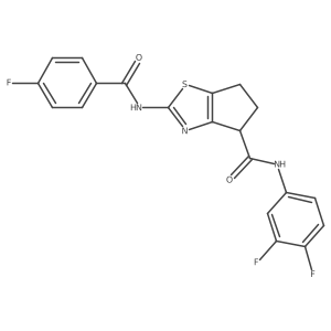 N-(3,4-difluorophenyl)-2-(4-fluorobenzamido)-5,6-dihydro-4H-cyclopenta[d]thiazole-4-carboxamide Structure