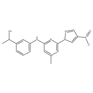 1-(3-((6-methyl-2-(4-nitro-1H-pyrazol-1-yl)pyrimidin-4-yl)amino)phenyl)ethanol结构式