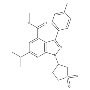 methyl 1-(1,1-dioxidotetrahydrothiophen-3-yl)-6-isopropyl-3-(p-tolyl)-1H-pyrazolo[3,4-b]pyridine-4-carboxylate结构式