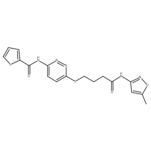 N-(6-((4-((5-methylisoxazol-3-yl)amino)-4-oxobutyl)thio)pyridazin-3-yl)thiophene-2-carboxamide结构式