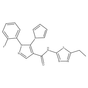 N-[(2E)-5-ethyl-1,3,4-thiadiazol-2(3H)-ylidene]-1-(2-fluorophenyl)-5-(1H-pyrrol-1-yl)-1H-pyrazole-4-carboxamide Structure