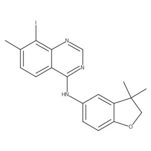 N-(2,3-dihydro-3,3-dimethyl-5-benzofuranyl)-8-iodo-7-methyl-4-quinazolinamine结构式