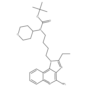 tert-butyl [4-(4-amino-2-ethyl-1H-imidazo[4,5-c]quinolin-1-yl)butyl]tetrahydro-2H-pyran-4-ylcarbamate结构式