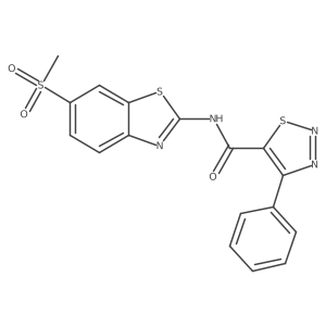 N-[(2Z)-6-(methylsulfonyl)-1,3-benzothiazol-2(3H)-ylidene]-4-phenyl-1,2,3-thiadiazole-5-carboxamide结构式