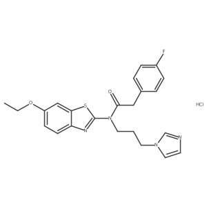 N-(3-(1H-imidazol-1-yl)propyl)-N-(6-ethoxybenzo[d]thiazol-2-yl)-2-(4-fluorophenyl)acetamide hydrochloride结构式