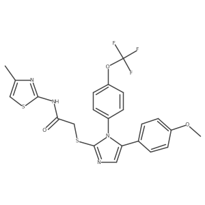 2-((5-(4-methoxyphenyl)-1-(4-(trifluoromethoxy)phenyl)-1H-imidazol-2-yl)thio)-N-(4-methylthiazol-2-yl)acetamide结构式