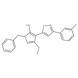 1-benzyl-4-[3-(3-methylphenyl)-1,2,4-oxadiazol-5-yl]-3-(methylsulfanyl)-1H-pyrazol-5-amine Structure