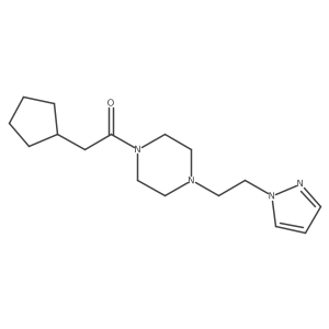 1-(4-(2-(1H-pyrazol-1-yl)ethyl)piperazin-1-yl)-2-cyclopentylethanone Structure