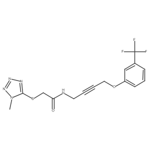 2-((1-methyl-1H-tetrazol-5-yl)thio)-N-(4-(3-(trifluoromethyl)phenoxy)but-2-yn-1-yl)acetamide结构式