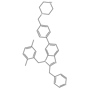 1-(2,5-Dimethylbenzyl)-6-(4-((piperazin-1-yl)methyl)phenyl)-2-((pyridin-4-yl)methyl)-1h-benzo[d]imidazole Structure