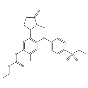 N-[4-[4-(ethylsulfonyl)phenoxy]-2-iodo-5-(1-methyl-5-oxo-2-pyrrolidinyl)phenyl]carbamic acid ethyl ester Structure