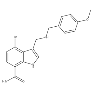 4-Bromo-3-(((4-methoxybenzyl)amino)methyl)-1H-indole-7-carboxamide结构式