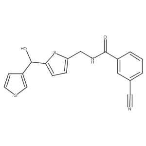 3-cyano-N-((5-(hydroxy(thiophen-3-yl)methyl)thiophen-2-yl)methyl)benzamide Structure