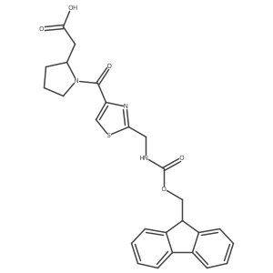 2-[(2S)-1-{2-[({[(9H-fluoren-9-yl)methoxy]carbonyl}amino)methyl]-1,3-thiazole-4-carbonyl}pyrrolidin-2-yl]acetic acid Structure