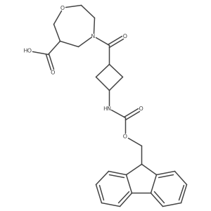 4-[3-({[(9H-fluoren-9-yl)methoxy]carbonyl}amino)cyclobutanecarbonyl]-1,4-oxazepane-6-carboxylic acid结构式