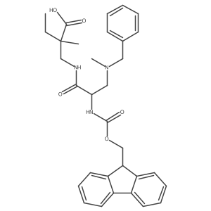 2-({3-[benzyl(methyl)amino]-2-({[(9H-fluoren-9-yl)methoxy]carbonyl}amino)propanamido}methyl)-2-methylbutanoic acid Structure