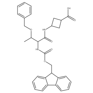3-[3-(benzyloxy)-2-({[(9H-fluoren-9-yl)methoxy]carbonyl}amino)butanamido]cyclobutane-1-carboxylic acid Structure