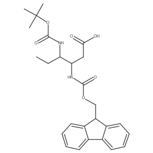 4-{[(tert-butoxy)carbonyl]amino}-3-({[(9H-fluoren-9-yl)methoxy]carbonyl}amino)hexanoic acid结构式