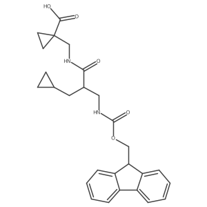 1-{[2-(cyclopropylmethyl)-3-({[(9H-fluoren-9-yl)methoxy]carbonyl}amino)propanamido]methyl}cyclopropane-1-carboxylic acid Structure