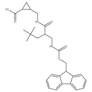 2-({2-[({[(9H-fluoren-9-yl)methoxy]carbonyl}amino)methyl]-4,4-dimethylpentanamido}methyl)cyclopropane-1-carboxylic acid Structure